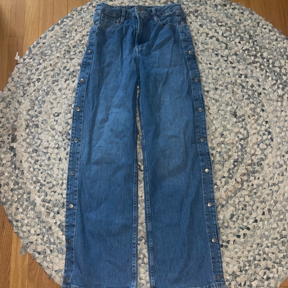 Women’s Side Snap-Button Jeans - Blue